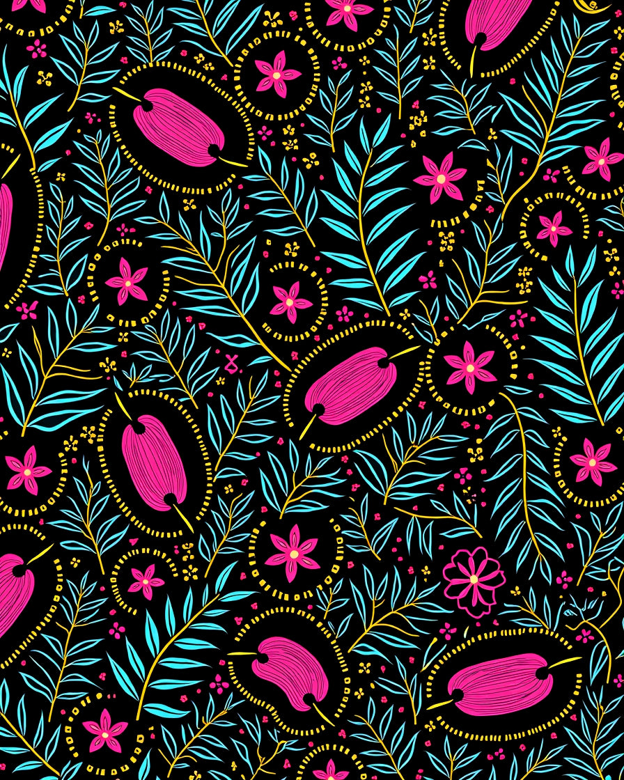 Vibrant Floral Botanical Pattern Design Rug