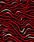Bold Red Wave Pattern Rug