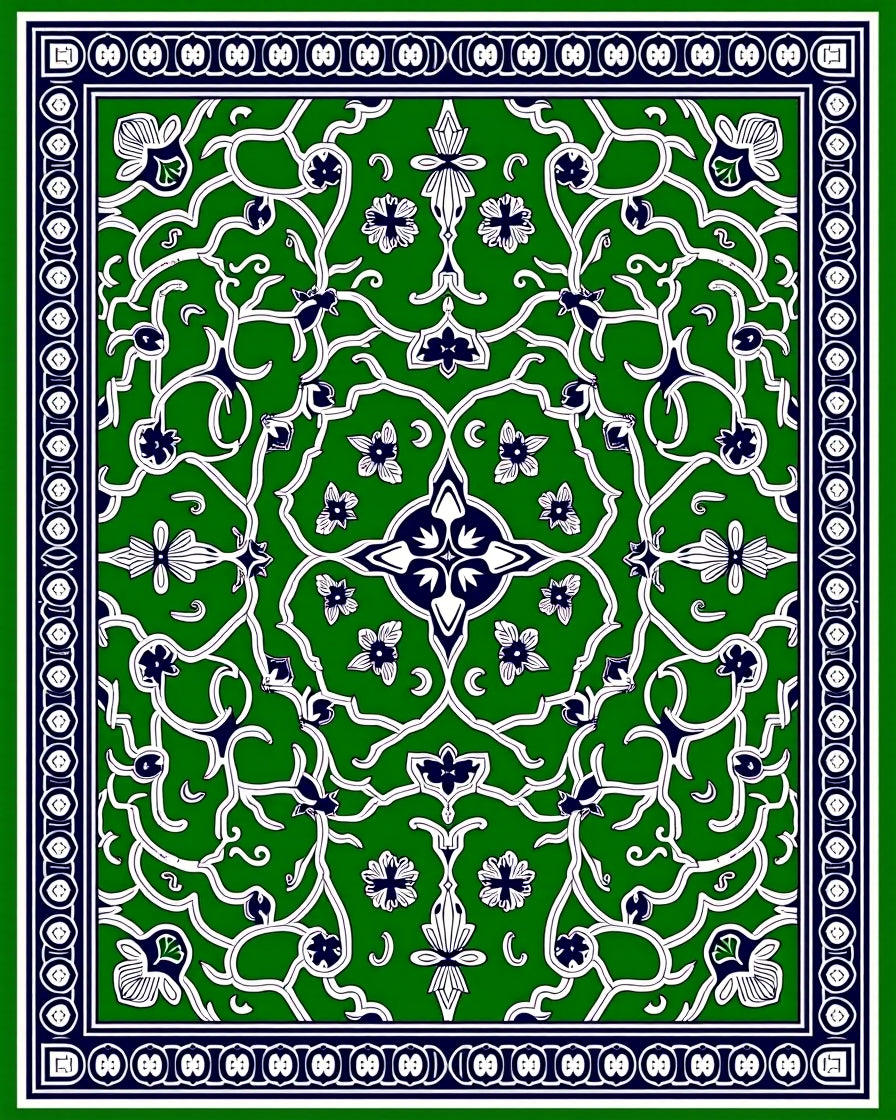 Ornate Floral Vine Patterned Rug