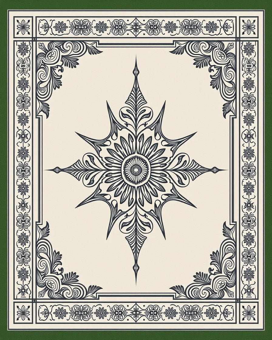 Ornate Floral Starburst Pattern Rug