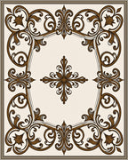 Elegant Brown Scrollwork Floral Pattern Rug