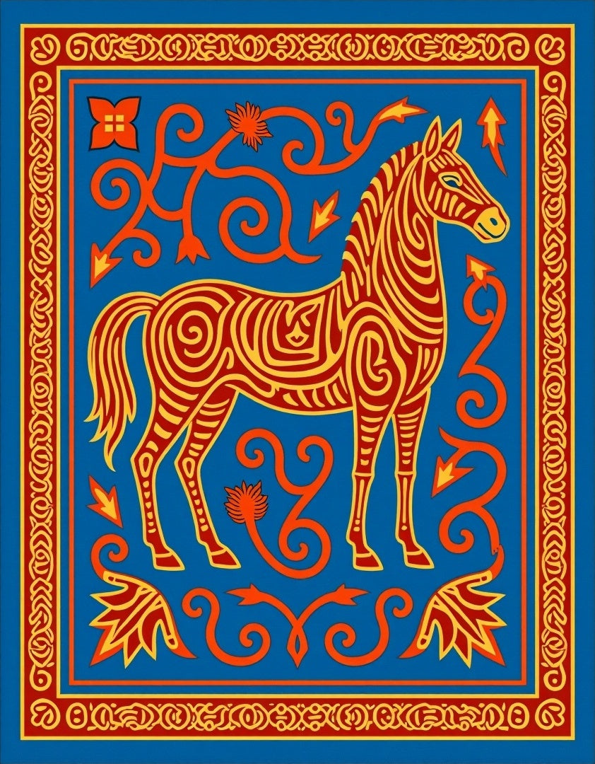 Stylized Zebra Swirl Pattern Rug