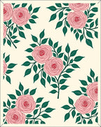 Pink Rose Floral Pattern Rug