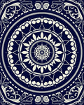 Navy Ivory Ornate Mandala Pattern Rug