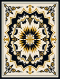 Elegant Floral Medallion Gold Black Pattern Rug