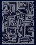Abstract Maze Line Pattern Rug