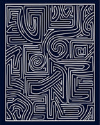 Abstract Maze Line Pattern Rug
