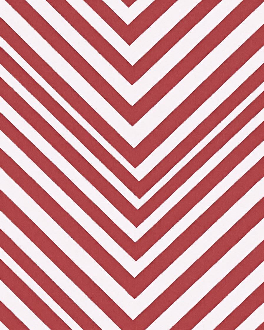 Bold Red White Chevron Pattern Rug