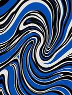 Bold Blue Black White Waves Rug