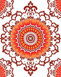 Vibrant Orange Mandala Inspired Pattern Rug