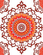 Vibrant Orange Mandala Inspired Pattern Rug