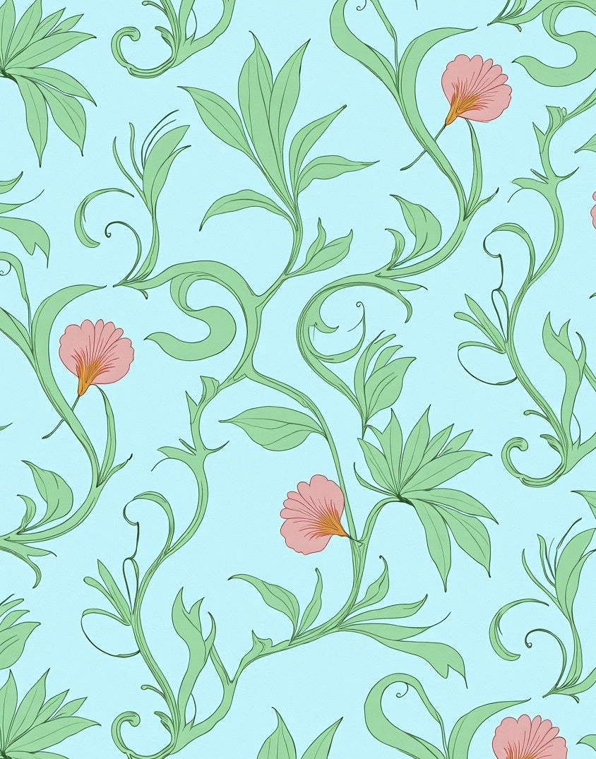 Pastel Floral Vine Pattern Rug