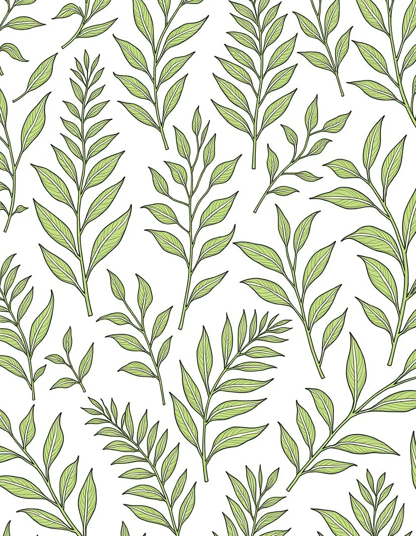 Green Leafy Branch Pattern Design Rug