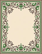 Elegant Floral Scrollwork Brown and Green Design Rug