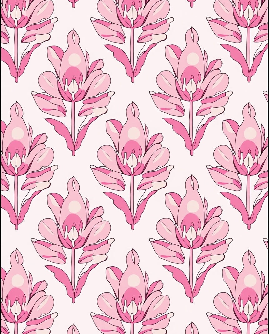 Artistic Pink Floral Damask Pattern Rug