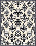Classic Black White Damask Pattern Rug