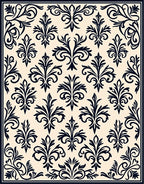 Classic Black White Damask Pattern Rug