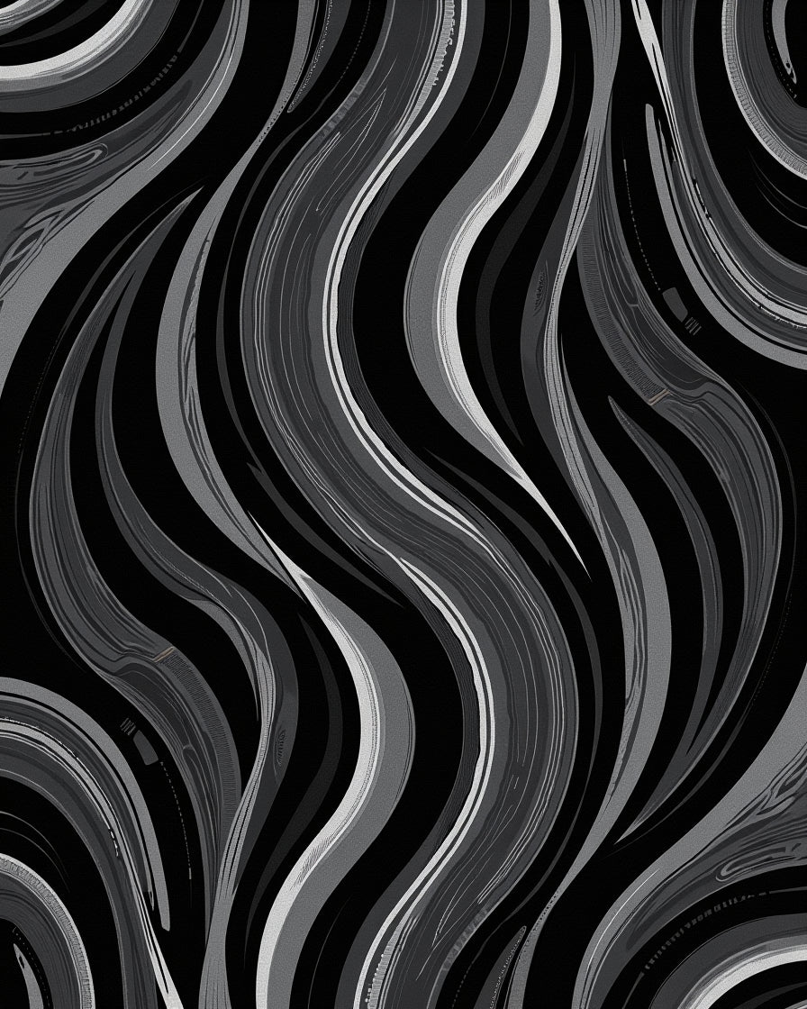 Abstract Monochrome Swirling Waves Rug