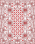 Red Floral Geometric Whimsical Design Rug