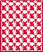 Bold Red White Interlocking Geometric Pattern Rug