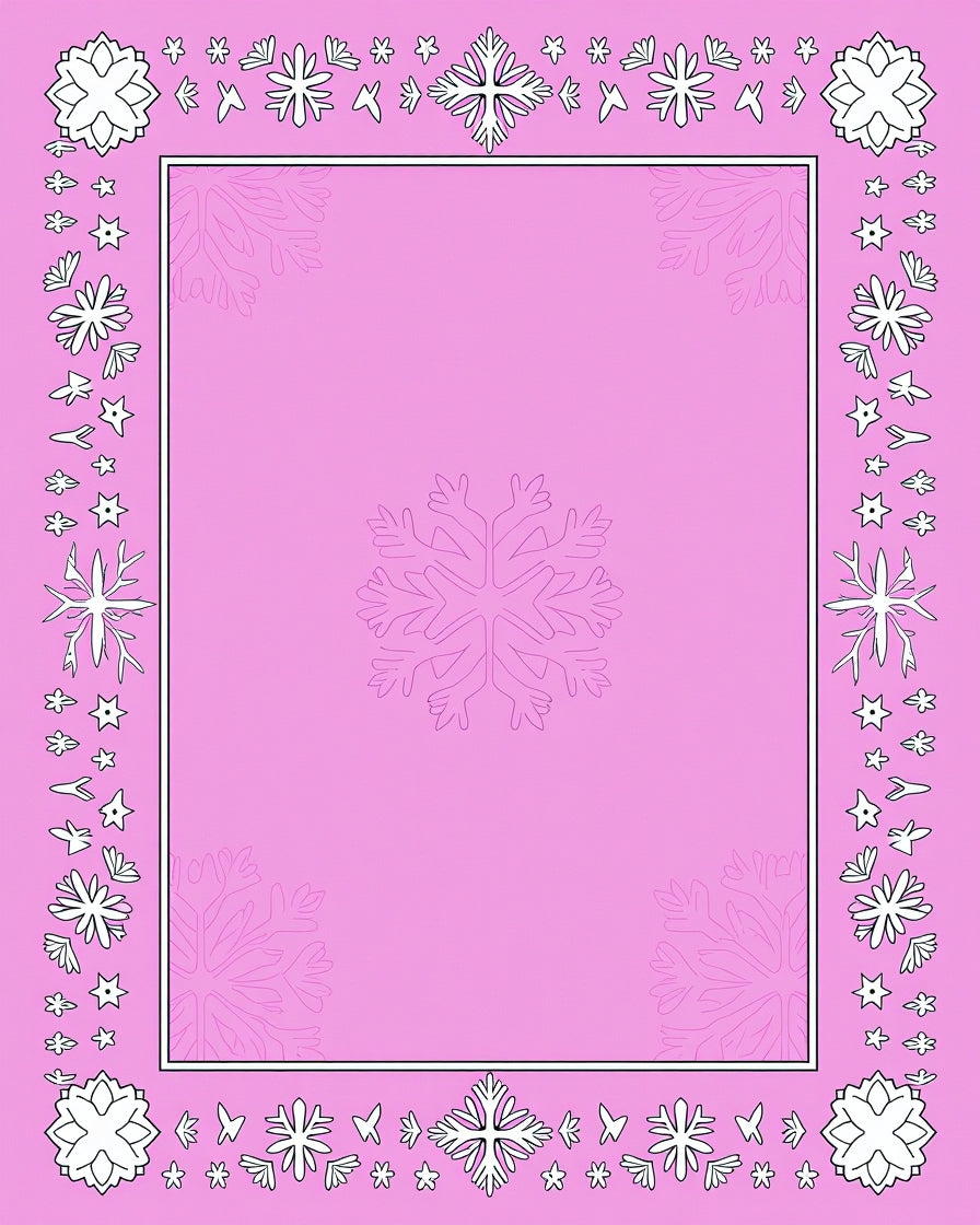 Pink Snowflake Border Rug