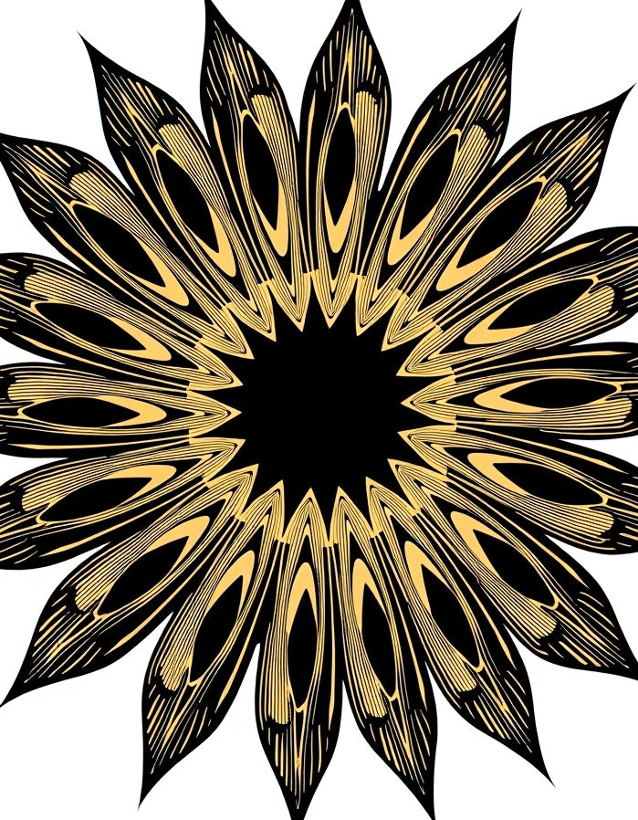 Black Gold Detailed Mandala Pattern Rug