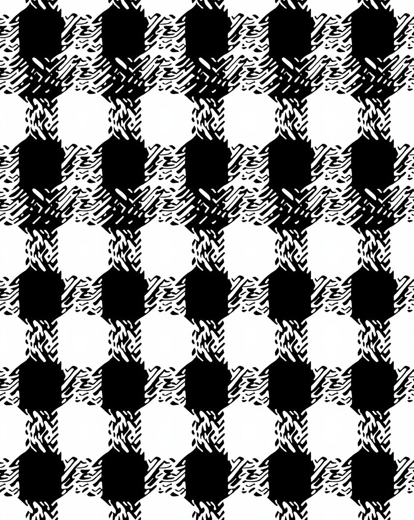 Black White Checkered Textured Pattern Rug
