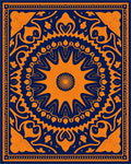 Orange Navy Art Nouveau Mandala Rug