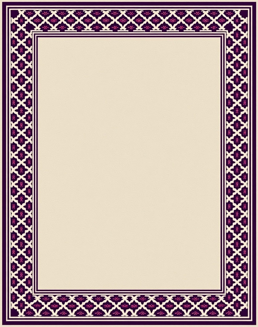 Dark Purple Geometric Pattern Frame Rug