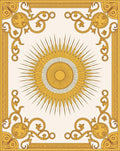 Radiant Sunburst Ornate Scrollwork Design Rug