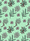 Soft Mint Botanical Leaf Blossom Rug