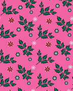 Pink Holly Leaf Snowflake Festive Rug