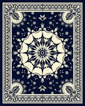 Dark Blue Cream Intricate Mandala Rug