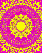 Vibrant Neon Floral Mandala Pattern Rug