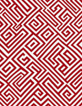 Bold Red Geometric Maze Pattern Rug