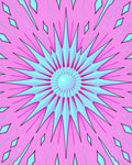 Geometric Pink Blue Starburst Pattern Rug