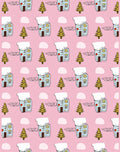 Winter Village Snowy House Trees Rug