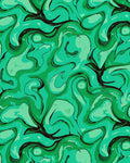 Abstract Swirls Green Contemporary Design Rug