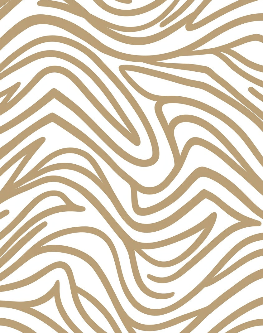 Abstract Gold Wavy Lines Rug
