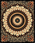 Black Orange Floral Mandala Design Rug