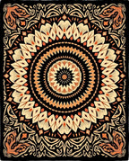 Black Orange Floral Mandala Design Rug