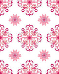 Pink Floral Scrollwork Baroque Pattern Rug