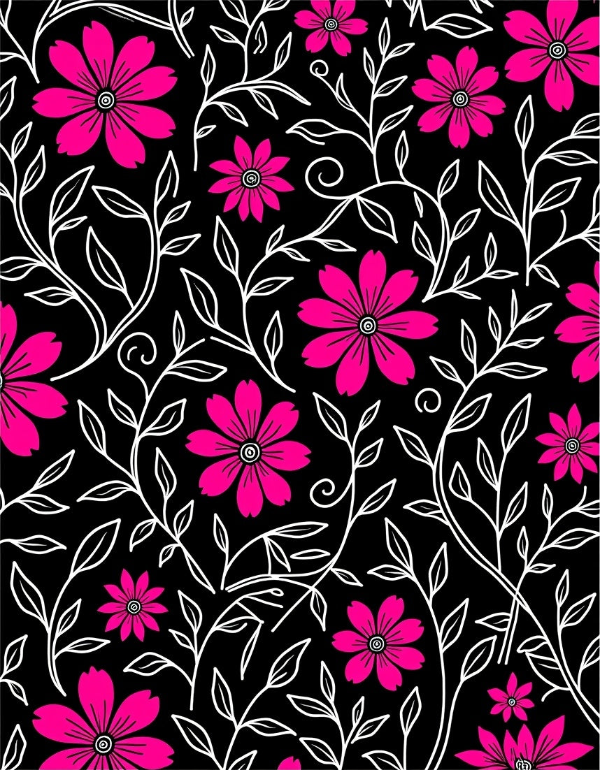 Bold Pink Floral Vine Pattern Rug