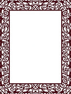 Ornate Maroon Swirl Border Design Rug