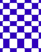 Classic Cobalt Blue White Checkerboard Rug