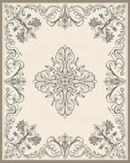 Ornate Scrollwork Floral Pattern Rug