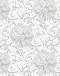 Soft Gray Floral Scroll Pattern Rug