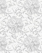 Soft Gray Floral Scroll Pattern Rug