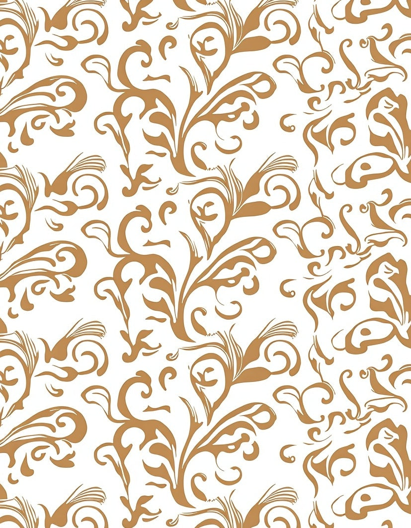 Golden Swirls Floral Vine Pattern Rug
