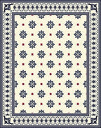 Dark Blue Floral And Geometric Vintage Rug